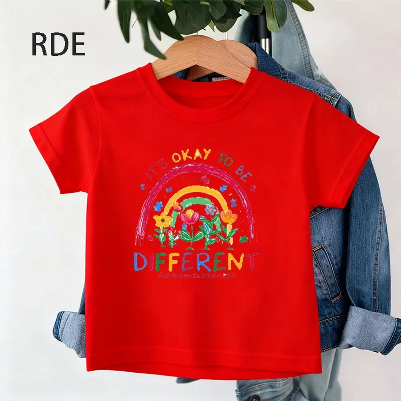 قميص التوعية بالتوحد حسنًا أن تكون قمصان مختلفة هدية التوحد للفتيات والأولاد ملابس أطفال 100 قطن تي شيرت طاقم تي شيرت