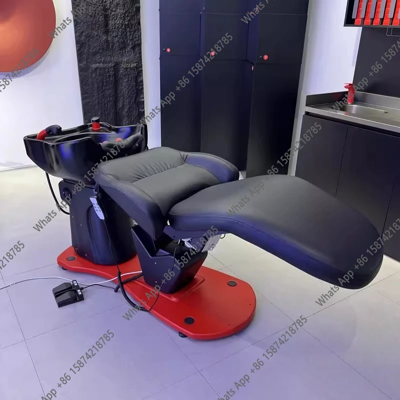 

Electric liftable barber shop shampoo bed hair salon special high-grade ceramic basin hair salon half lying flush bed tide shop