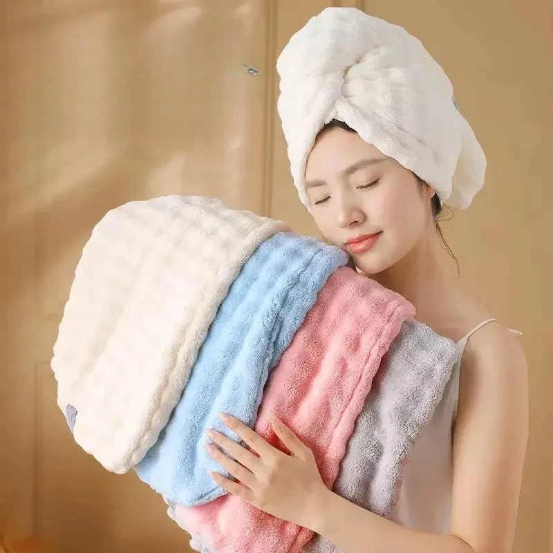 1pc Random Colour, Wide Tail Large Hair Drying Cap, Super Absorbent Quick-Dry Shower Cap for Women, Head Wrap Towel