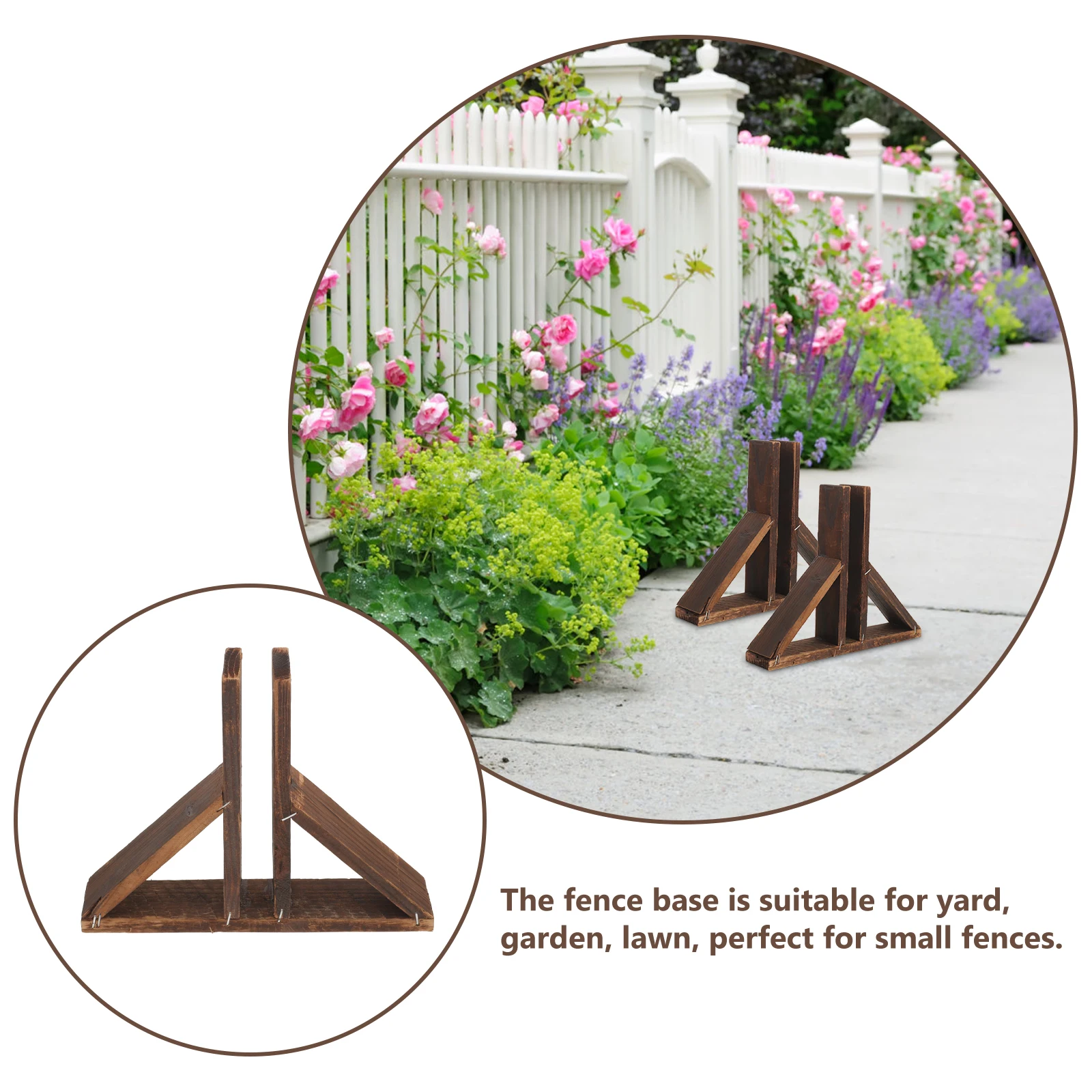 

Solid Wood Fence Stand 2 Base Feet Post Holder Durable Picket Freestanding Garden Yard Privacy Screening Supplies Long Lasting