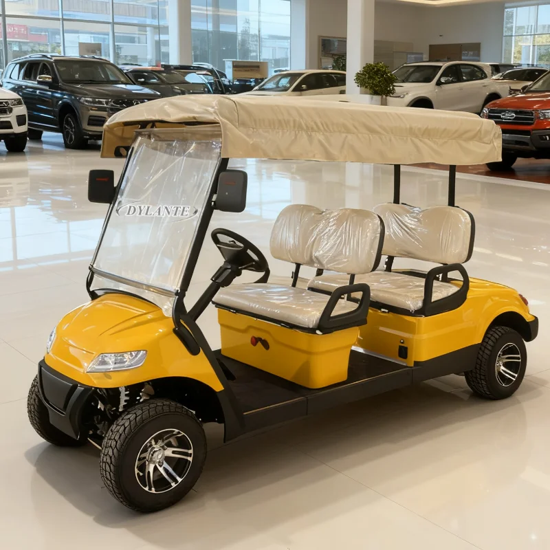 الكلاسيكية الفاخرة 48 فولت 5kw 120ah بطارية ليثيوم هيكل الذراع المزدوج 4 مقاعد نادي الصيد سيارة عربة جولف كهربائية #1