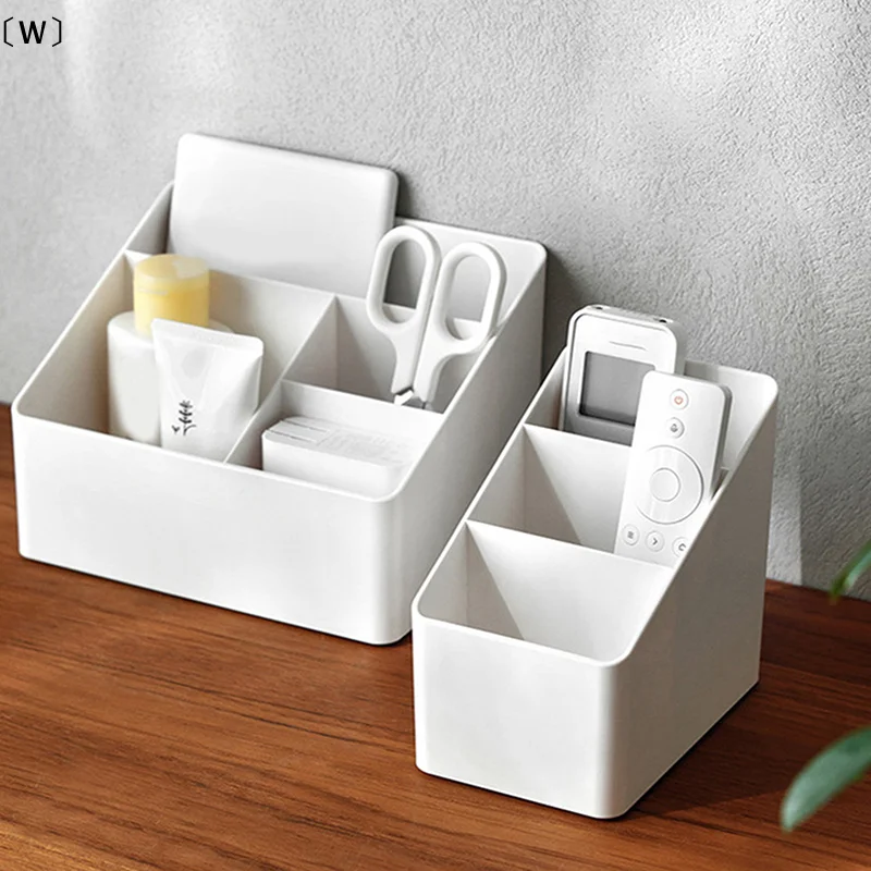 〔W〕Desktop Storage Box Plastic Office Cosmetics Storage Box Living Room Coffee Table Remote Control Dormitory Organizer