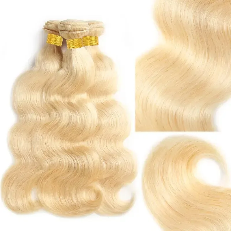 1B/613 Blonde Body Wave Bundles Human Hair 16A Brazilian Virgin Human Hair 240g Highlight Style Skunk Stripe Hair Quicky Weave Sew In - view 7
