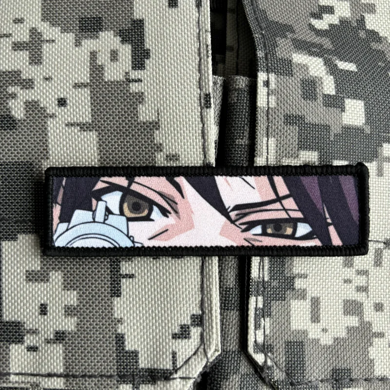 Revy Eyes Morale Badge Anime Black Lagoon Patch Hook and Loop Printing Tactical Military Backpack Quadratic Element Sticker