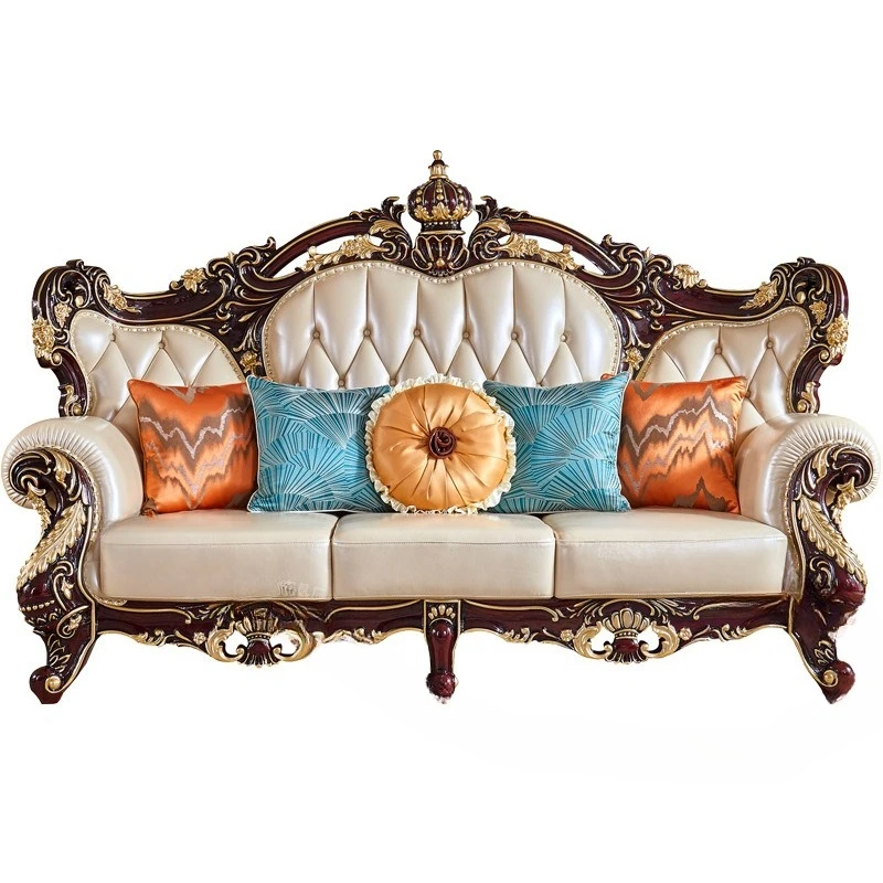 

Leather sofa living room cowhide sofa large apartment villa