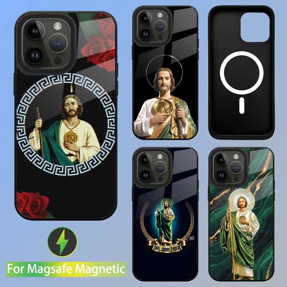 

San Judas Tadeo Phone Case For iPhone 15,14,13,12,11,Plus,Pro,Max Mini Magsafe Magnetic Wireless Charging