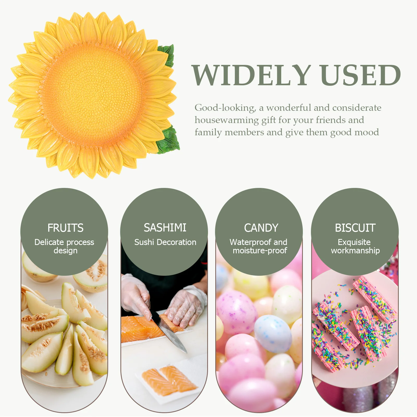 

Sunflower Jewelry Display Tray Lightweight Compact Snack Serving Plate Dried Fruit Candy Dessert Holder Serving Dish Plates