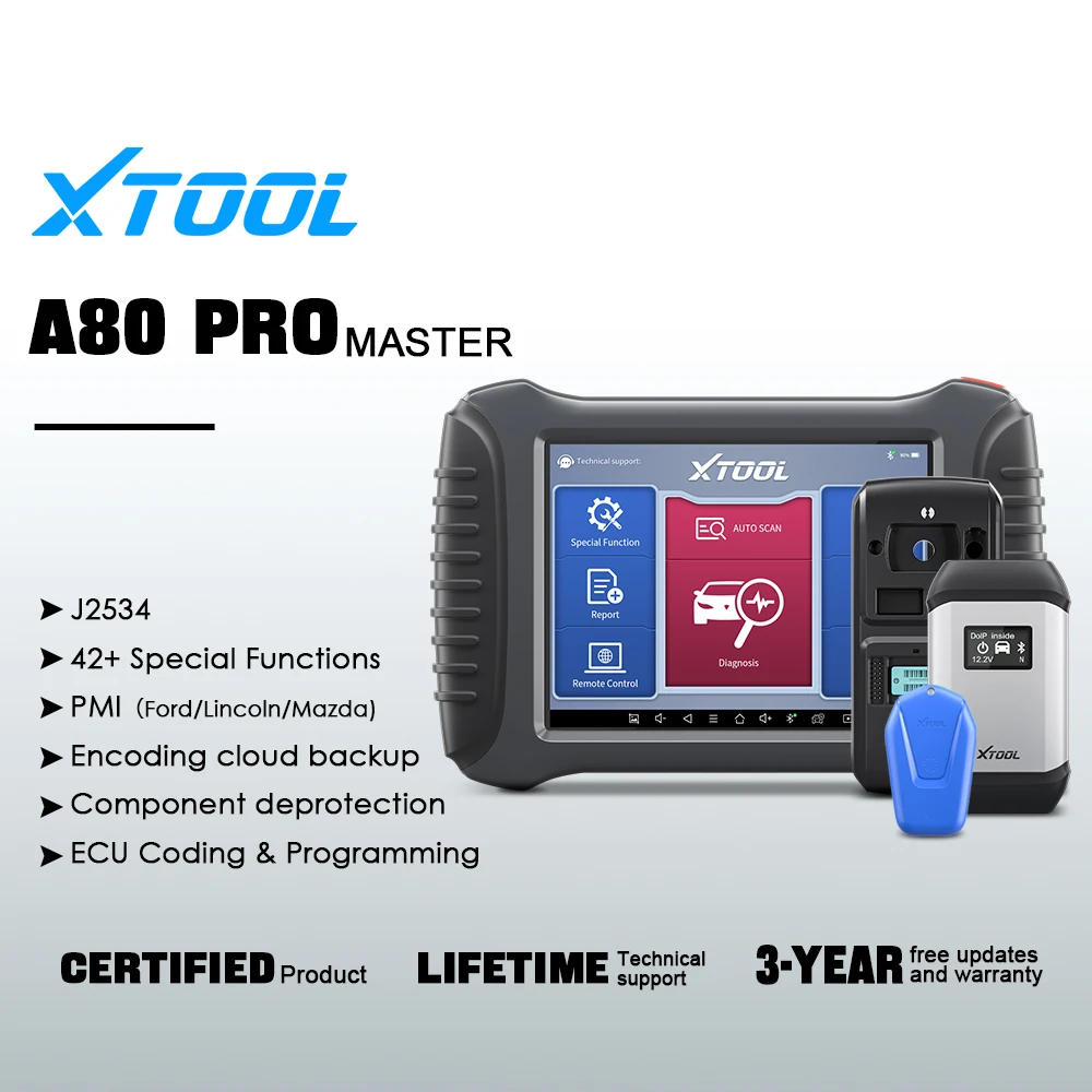 

XTOOL A80 Pro Master All System Diagnostic Tools J2534 ECU Programming/Coding CANFD Automotive Scanner Topology Map PMI Function