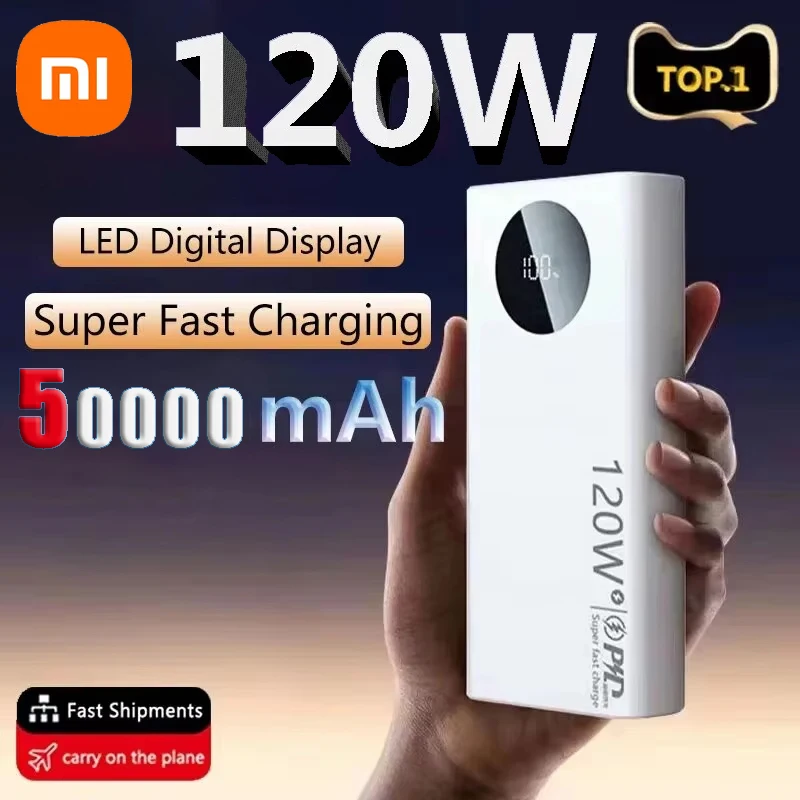 Xiaomi 50000mAh High Capacity Power Bank 120W Fast Charging Powerbank Portable Battery Charger For iPhone Samsung Huawei 2025