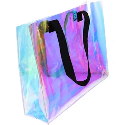 Cross Body Purse Iridescent Tote Bag PVC Portable Handbag 34X28X10CM Casual Shopping Holographic for Work