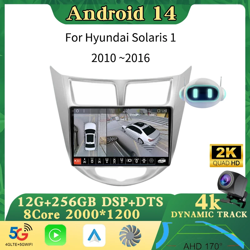 

Android 14 Car Radio For Hyundai Solaris 1 2010 - 2016Multimedia Video Player Navigation stereo GPS Carplay Auto No 2din dvd