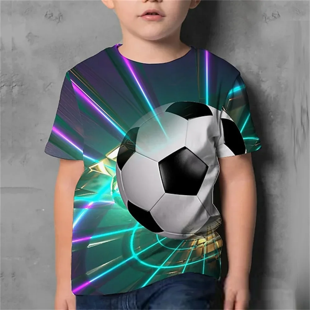 Nova camisa respirável t crianças topo futebol esportes de fitness impressão 3d engraçado tshirts crianças meninos meninas o pescoço camisetas roupas do bebê