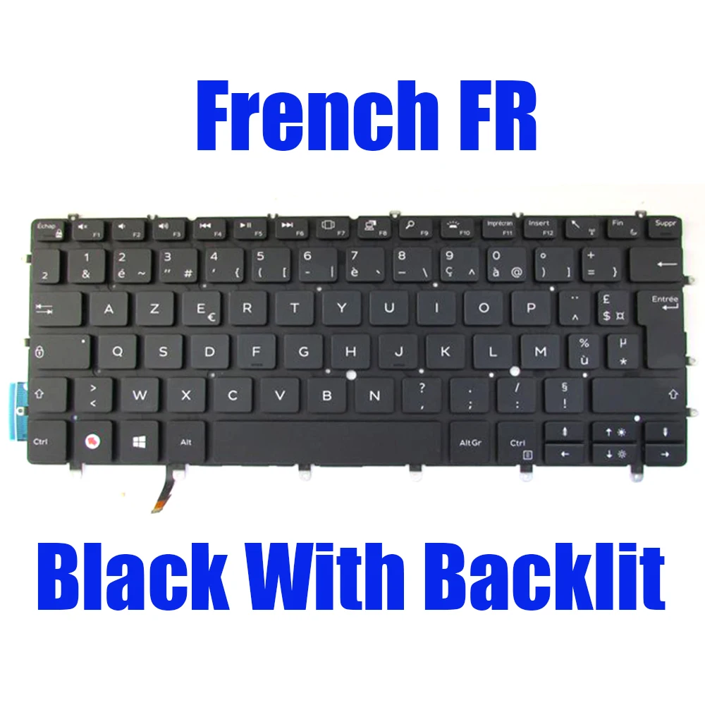 Backlit US UK FR GR Keyboard For DELL For XPS 13 9370 9380 9305 7390 03CM18 0FXCRT 082FHM 0K2NCP 09NY07 English French German