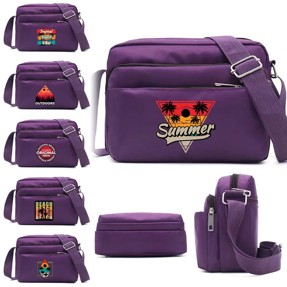 Single Shoulder Crossbody Bag High-quality Work Commuting Holiday Pattern Printing Series Purple Multi-layer Storage Bag