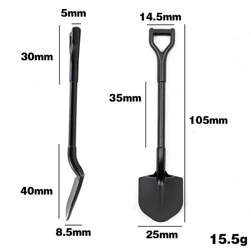 Simulação Metal Shovel Decoration para RC Crawler Car, Atualizar peças, SCX10, 90046, TRX4, D90, 1:10, 105x 25mm