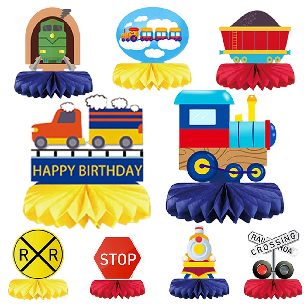 

9 Pcs Railroad Train Crossing Honeycomb Centerpieces Birthday Party Baby Shower Decorations Railway Train Table Centerpieces