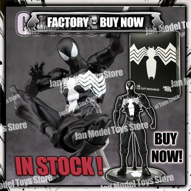 

In Stock Mess Toys Black Suit Neighbor Spider Man Symbiote Spiderman Messtoys Anime Action Figure Figurine Model Kids Gifts Toys