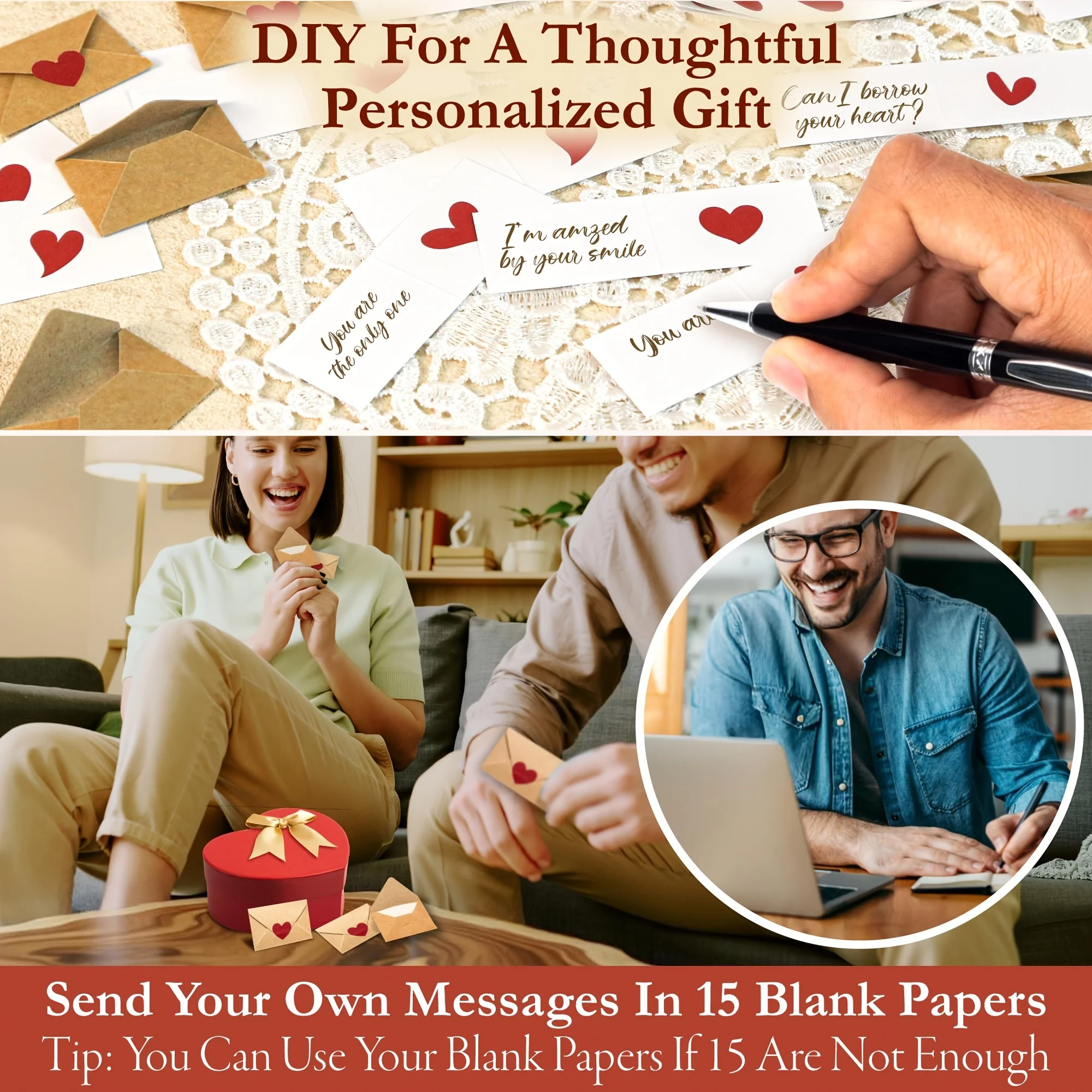 30pcs Mini Envelopes with Heart Stickers Love Notes Cards for Weddings Valentine's Day Romantic Gifts for Boyfriend Girlfriend - view 4