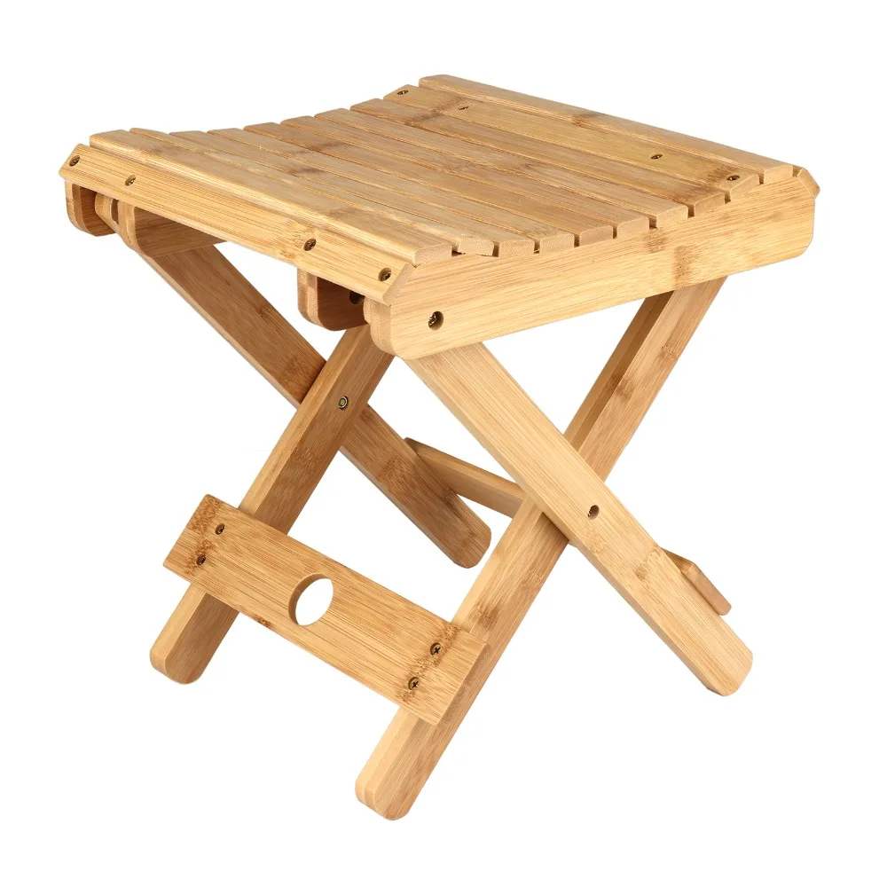 

Eco-friendly Log Color Folding Stool Foldable Design Lightweight Small Stool Square Shape Portable Seat Outdoor Travel