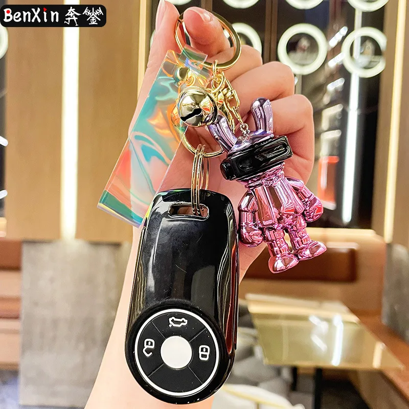 miniso スペースウサギキーホルダー、車のペンダント、漫画の人形、バッグ、キーチェーン、クレーンゲーム