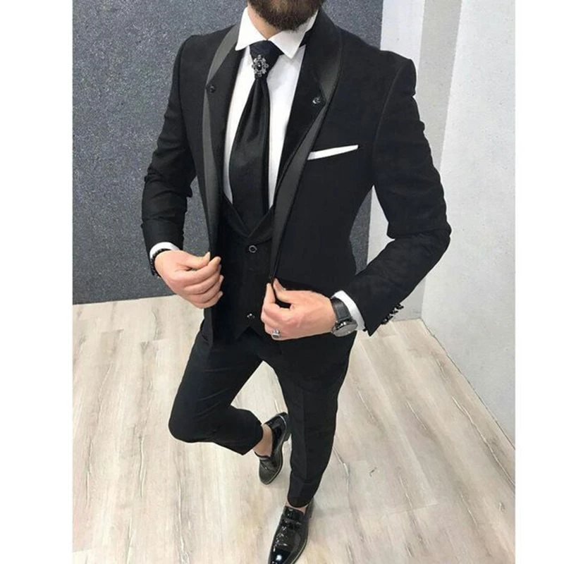 New Style Men Suits 3 Pieces Fashion Slim Fit Blazer Vest Pants Set Formal Business Wedding Tuxedos for Men Casual Clothing