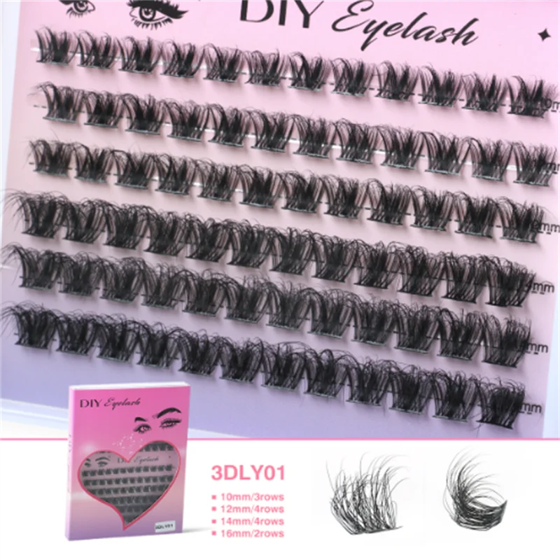 Set di ciglia finte segmentali popolari all'ingrosso a 13 file di dimensioni miste fai-da-te per il trucco del salone di bellezza