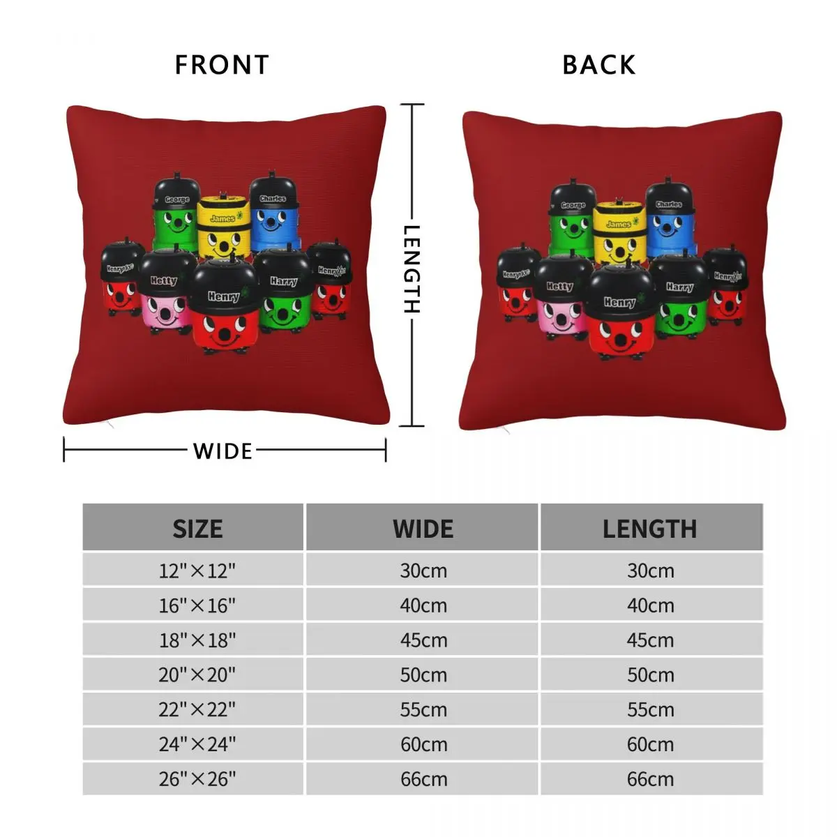 Henry Hoover Friends Square Pillowcase Polyester Linen Velvet Pattern Zip Decorative Home Cushion Cover