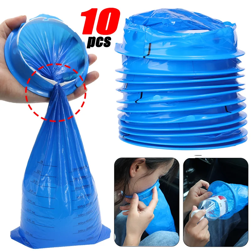 Bolsa de limpieza desechable para coche, portátil, de 1000ML, para viaje, avión, mareo, náusea, vómito, bolsa de plástico ecológica