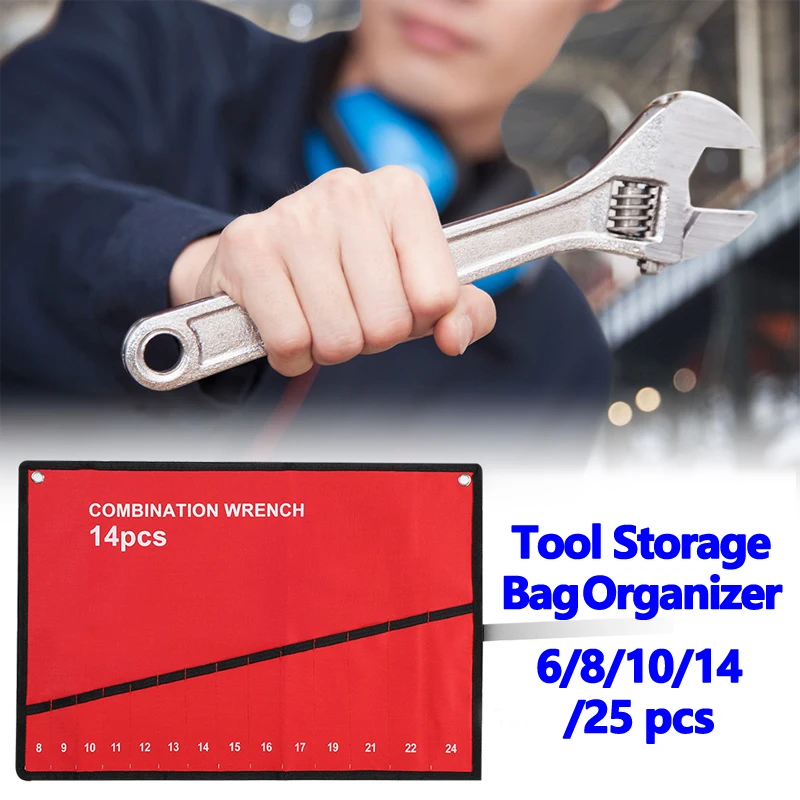 6-25 Pocket Oxford Cloth Hardware Tools Storage Bag Wrench Screwdriver Multifunctional Hanging Bag Roll Up Organizer