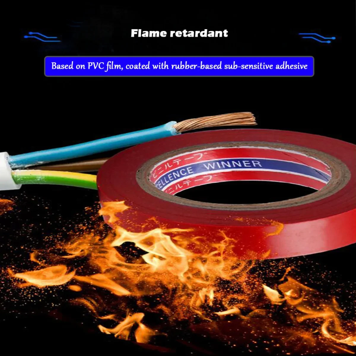 Farbiges Isolierband, PVC, verschleißfest, flammhemmend, bleifrei, isolierend, wasserdicht, Elektriker, Weiß, Schwarz, Rot, Blau, Grün – Detail 8