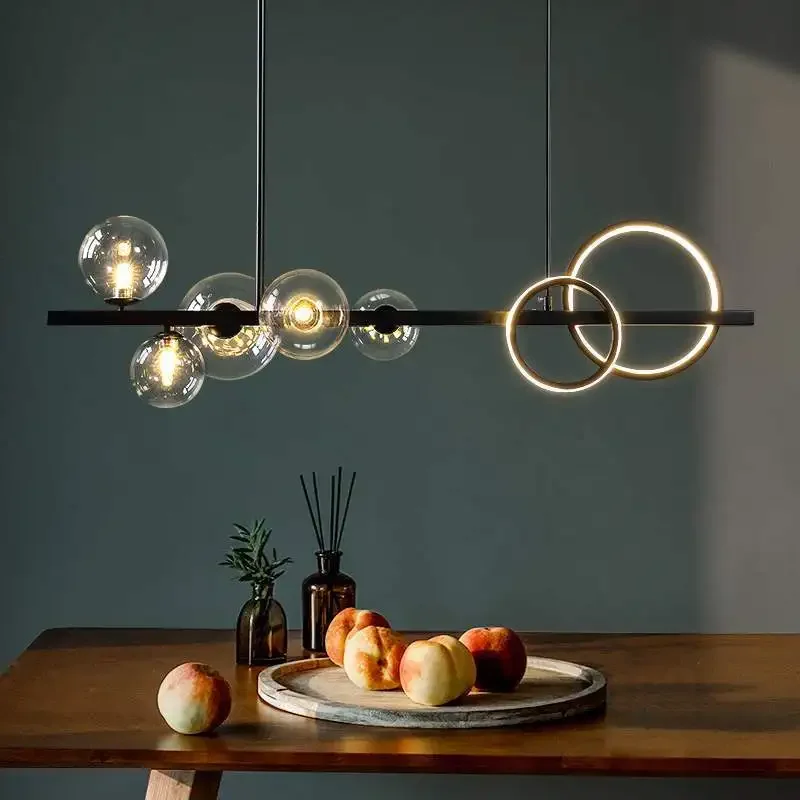 Nordic Modern Minimalist Dining Table Chandelier Creative Personalized Bar Counter Magic Bean Glass Bubble Decoration Lighting