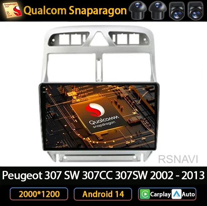 

Andoird 14 Car Radio For Peugeot 307 SW 307CC 307SW 2002 - 2013 DVD 2DIN GPS Navigation Multimedia BT Head Unit 2 DIN Stereo DSP