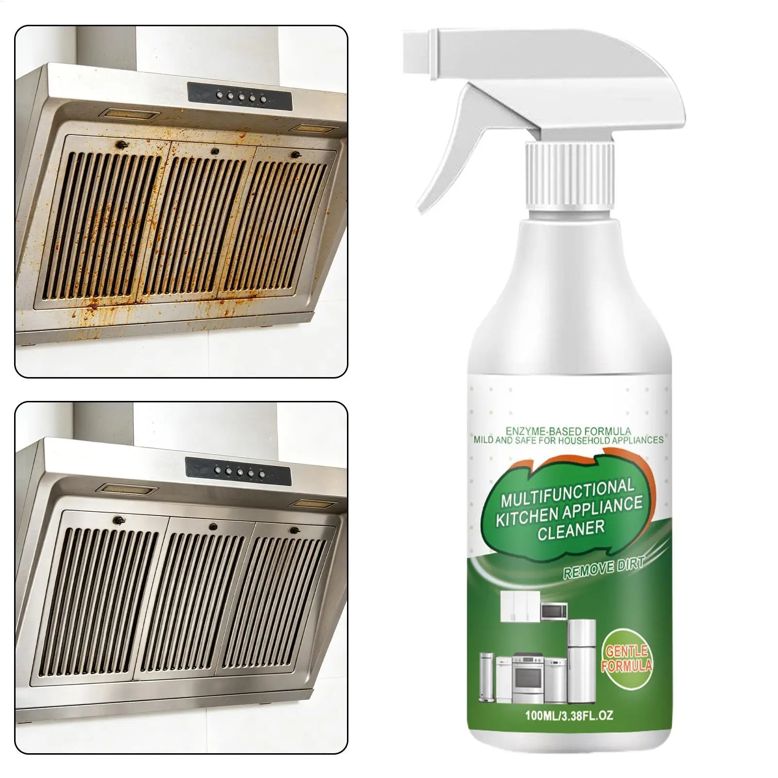 100ml Multipurpose Enzyme Foam Cleaner Spray Heavy Duty Degreaser Kitchen Range Hood Stove Oven Grill Grease Stain Remover