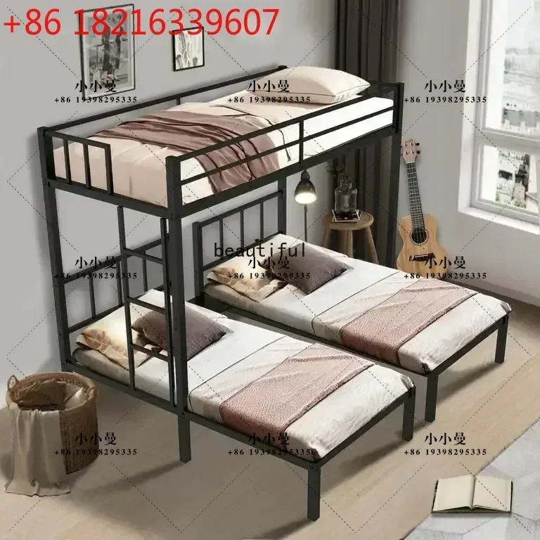 YAO High Overhead Staggered Bunk Bed Dislocation Upper and Lower Bunk Children's High and Low Attic Bunk Bed