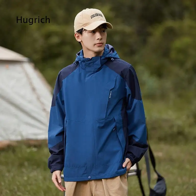 Men Autumn Jacket With Removable Hood Water Resistant Mountain Style Fashion Versatile Outer Top Premium Appearance Coat For Hi