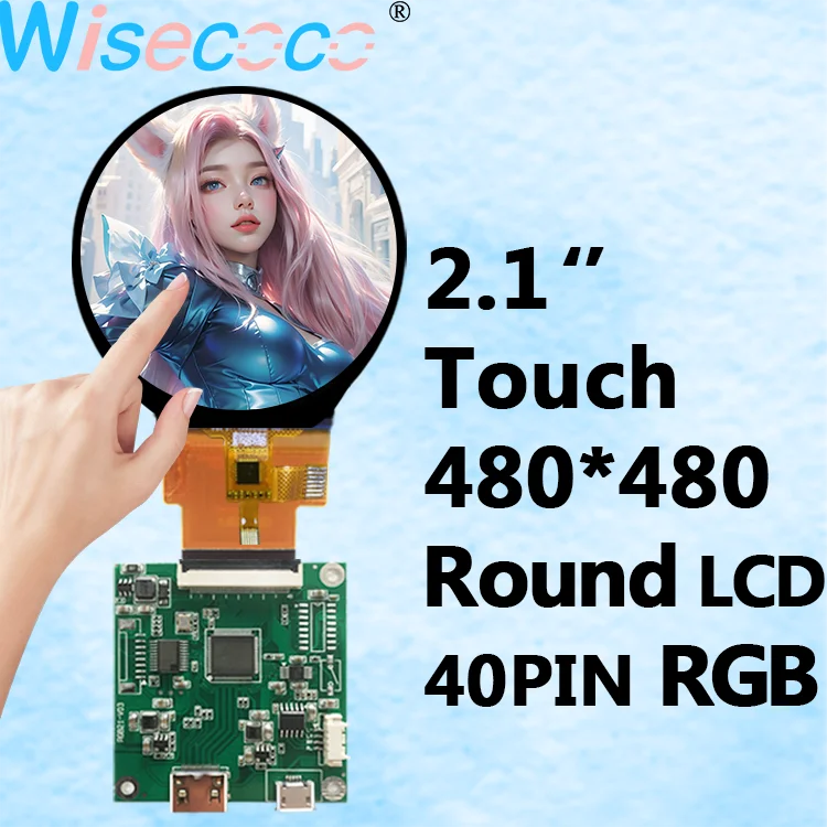 

Wisecoco 2.1 Inch Capacitive Touch Round Display 480X480 Circle MIPI IPS LCD Screen Module with Controller Board for Smart Home