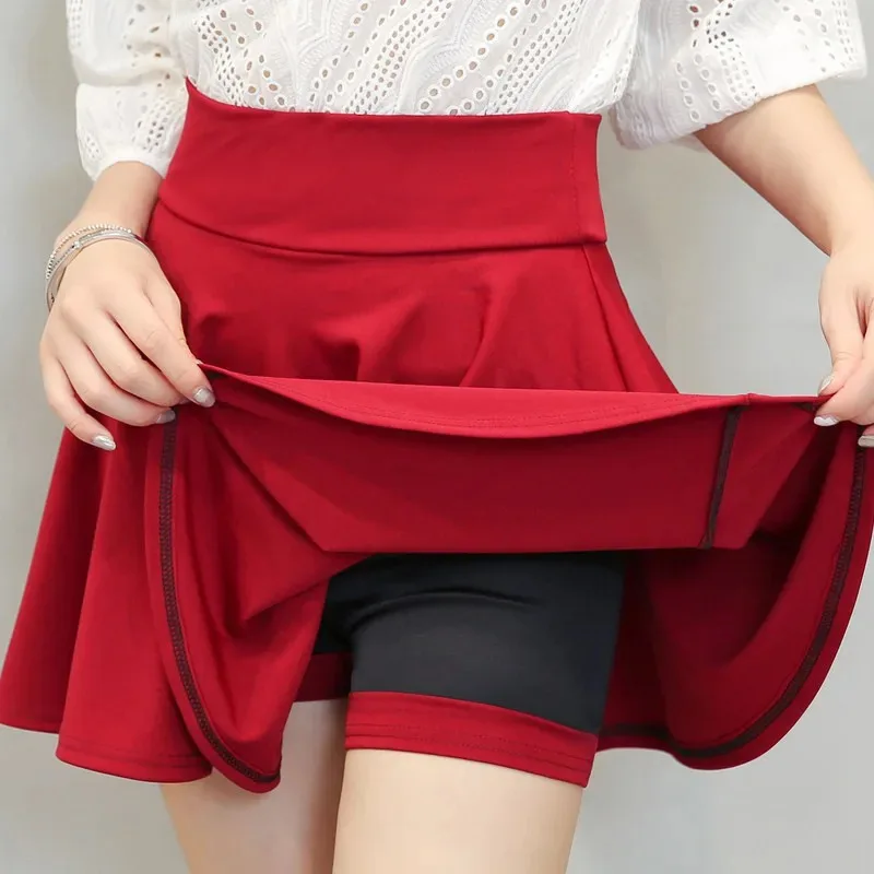 Plus Size 4XLWomen's Basic Skirt Summer Shorts Skirt Fashion Versatile School Pleated Casual Mini Skater  Fluffy Flared Skirt