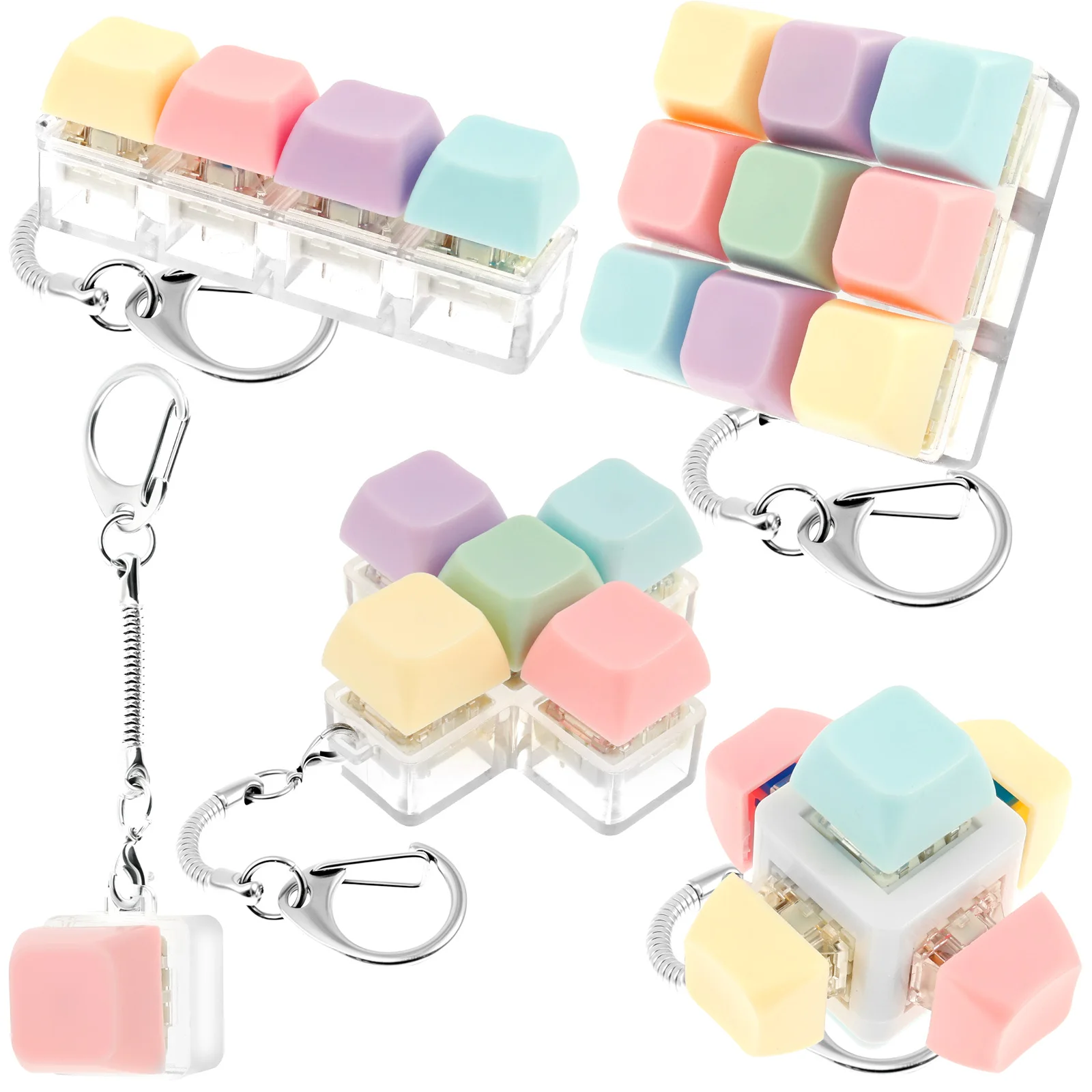 5 Stücke Erwachsene Tastatur Clicker Spielzeug Mechanische Tastatur Schlüsselbund Spielzeug Lustige Würfel Schlüssel Taste für Erwachsene Geschenke Zur Linderung Pass Zeit