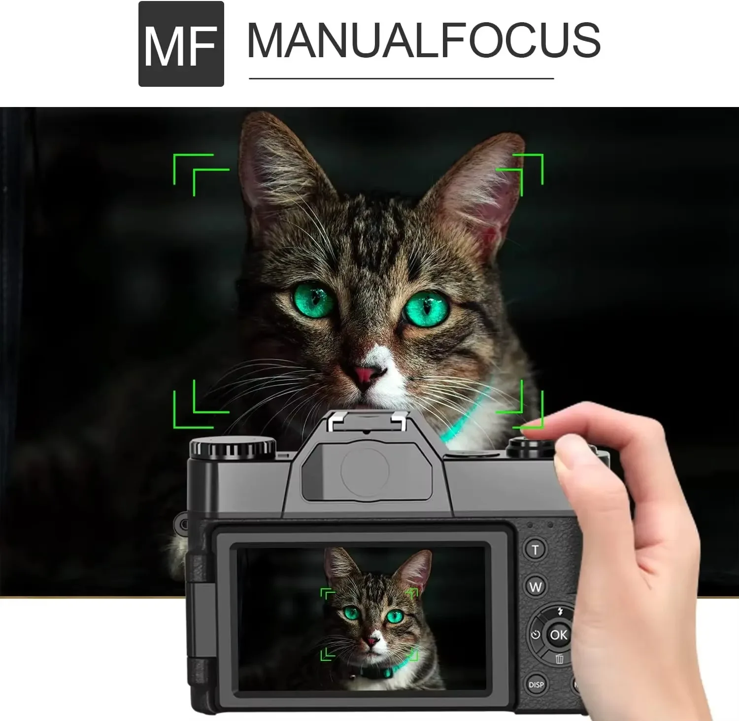 كاميرا تصوير رقمية مدمجة بدقة 4K بدقة 16 × 48 ميجابكسل لتثبيت الصور الإلكترونية وكاميرا فيديو Tiktok Ins Youtube مقاس 3 بوصات وشاشة قلابة #3