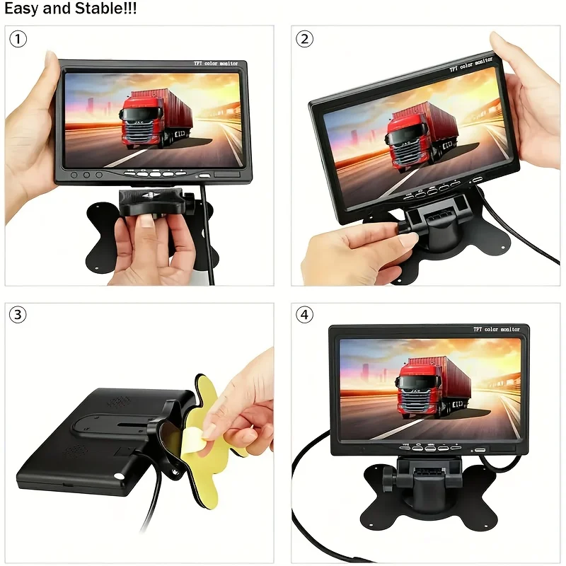 كاميرا الرؤية الخلفية 7 بوصة سلكية شديدة التحمل CCD 8 LED مع كابل 4PIN 590.55 بوصة وظيفة احتياطية عكسية #4