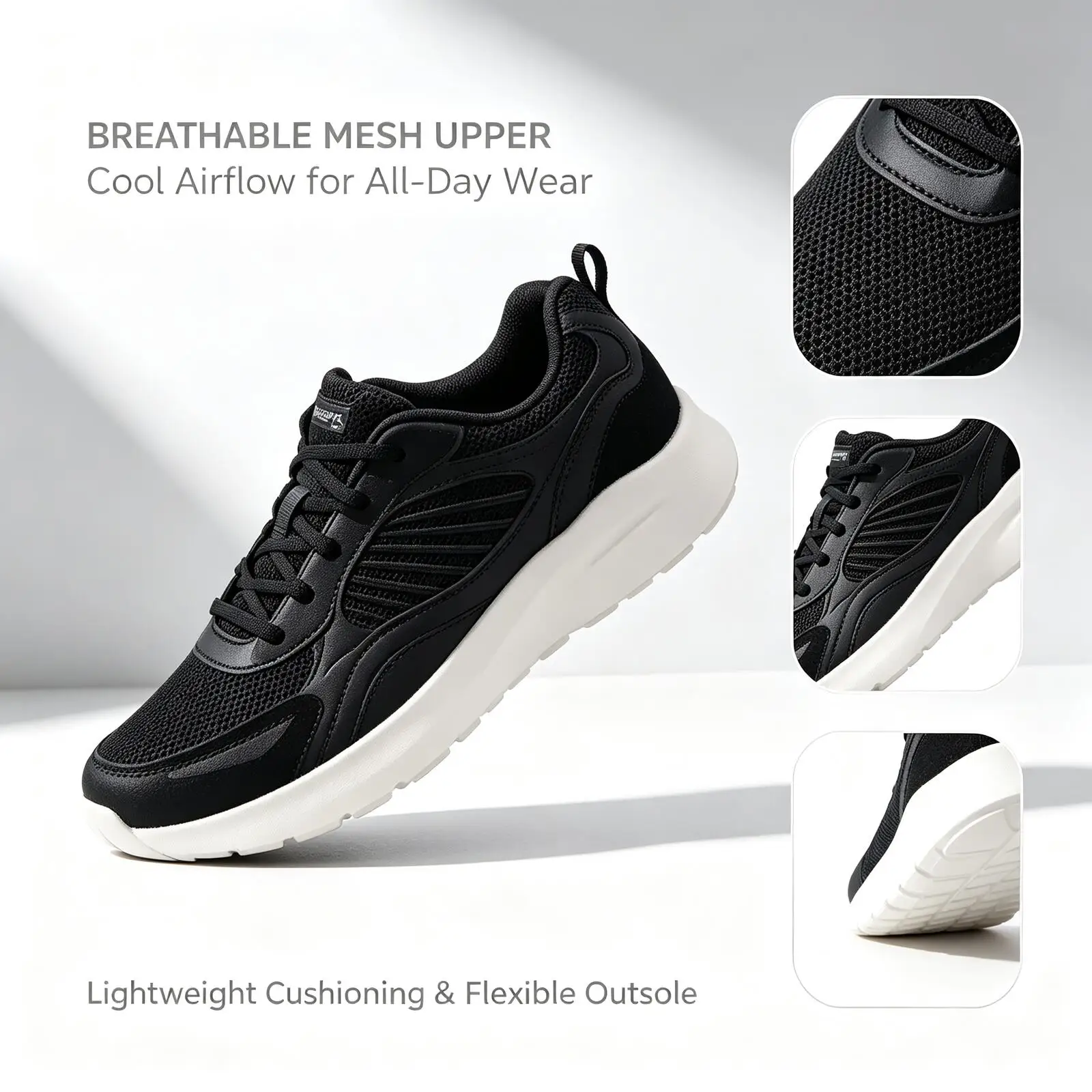 

Skechers New Women's Running Sports Walking Breathable, Comfortable, Soft-Soled Mesh Mom Shoes, Casual Shoes 149542-Blk