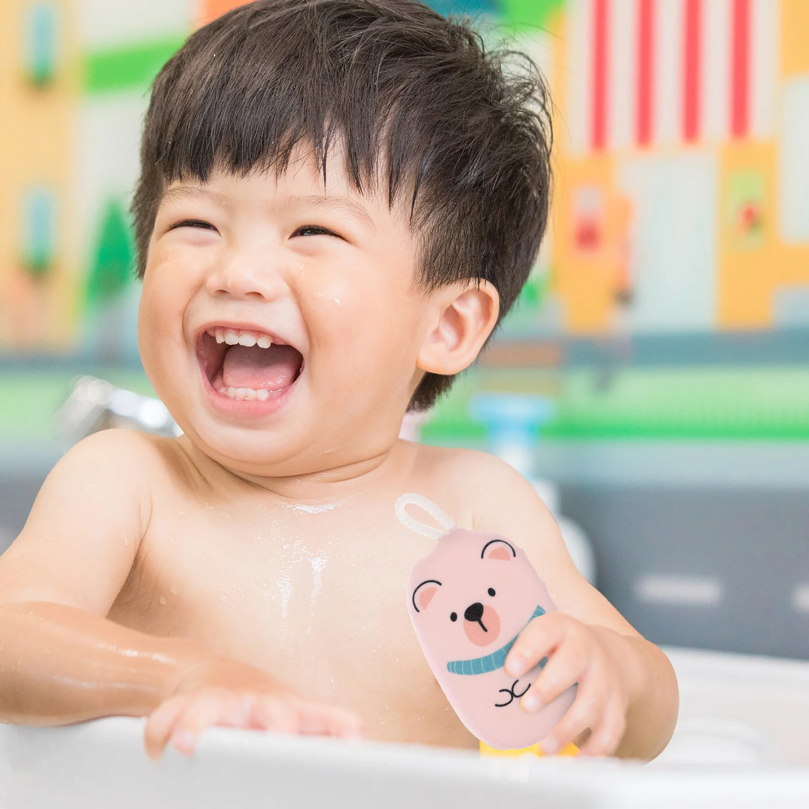 

2Pcs Baby Bath Sponge Cute Bear Design Scrubber Kids Bathing Sponges Small Size Lightweight Body Wash Safe Practical