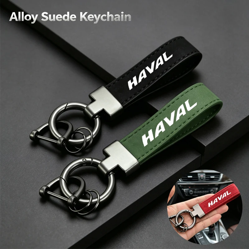 Modischer LOGO Wildleder-Schlüsselanhänger mit Hufeisenschnalle für Haval H6 H2 H3 H9 M6 F7 F7X Jolion Zubehör