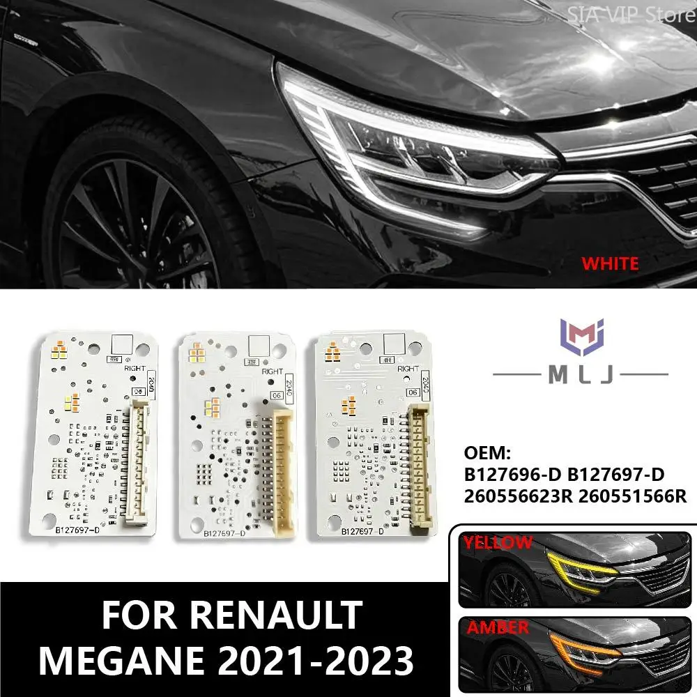 260556623R 260551566R For Renault Megane 2021-2023 Yellow Amber Light DRL Chip B127696-D B127697-D LED Angel Eye DRL Source Chip
