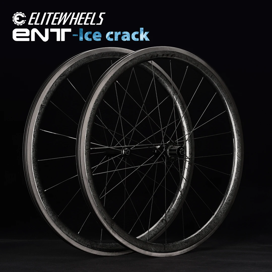 

ELITEWHEELS ENT Ice crack Carbon Wheels Cycling Racing Pillar 38 50mm Depth Tubeless Rim Brake Road Wheelset Glossy