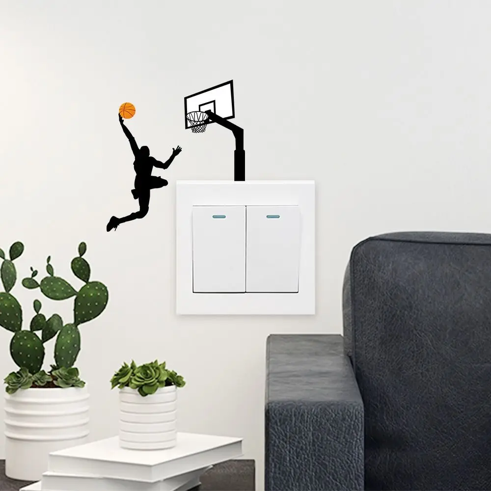 Wall Art Stickers Self-Adhesive Basketball Players Switch Stickers Cartoon DIY Player Dunk Removable Wall Decals Home Decor