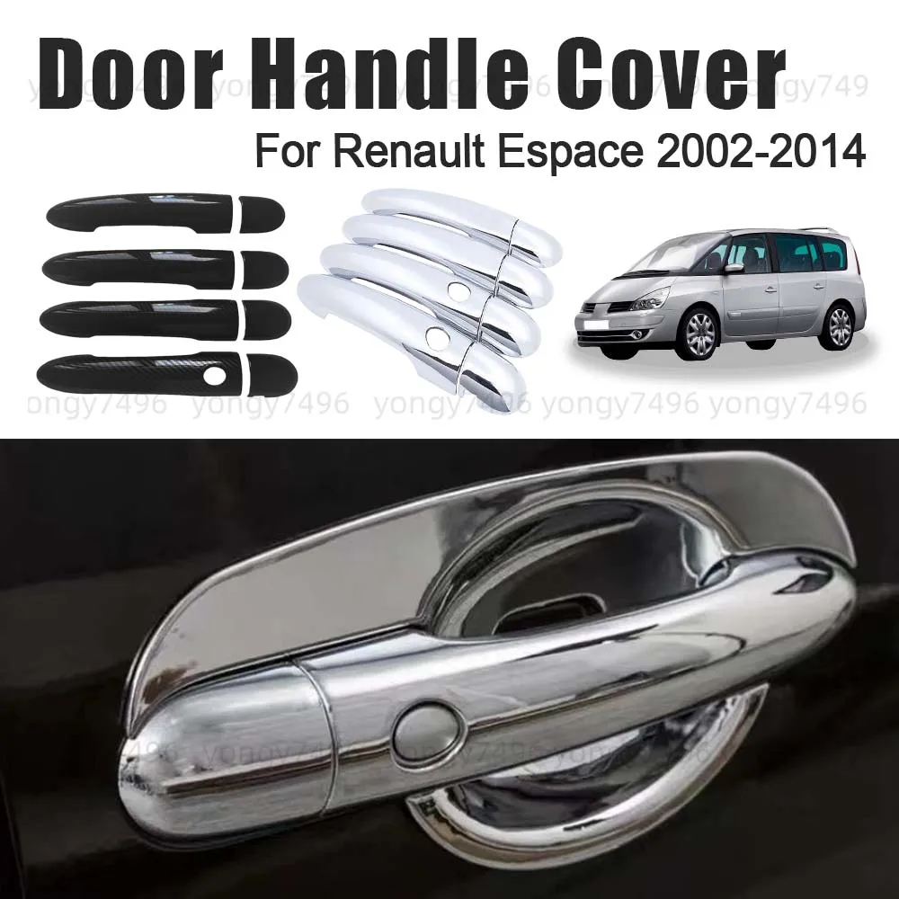 

Car Upgrade Door Handle Cover For Renault Espace 2002-2014 Chrome Silver Carbon Fiber Cars Accessories Decoration Styling