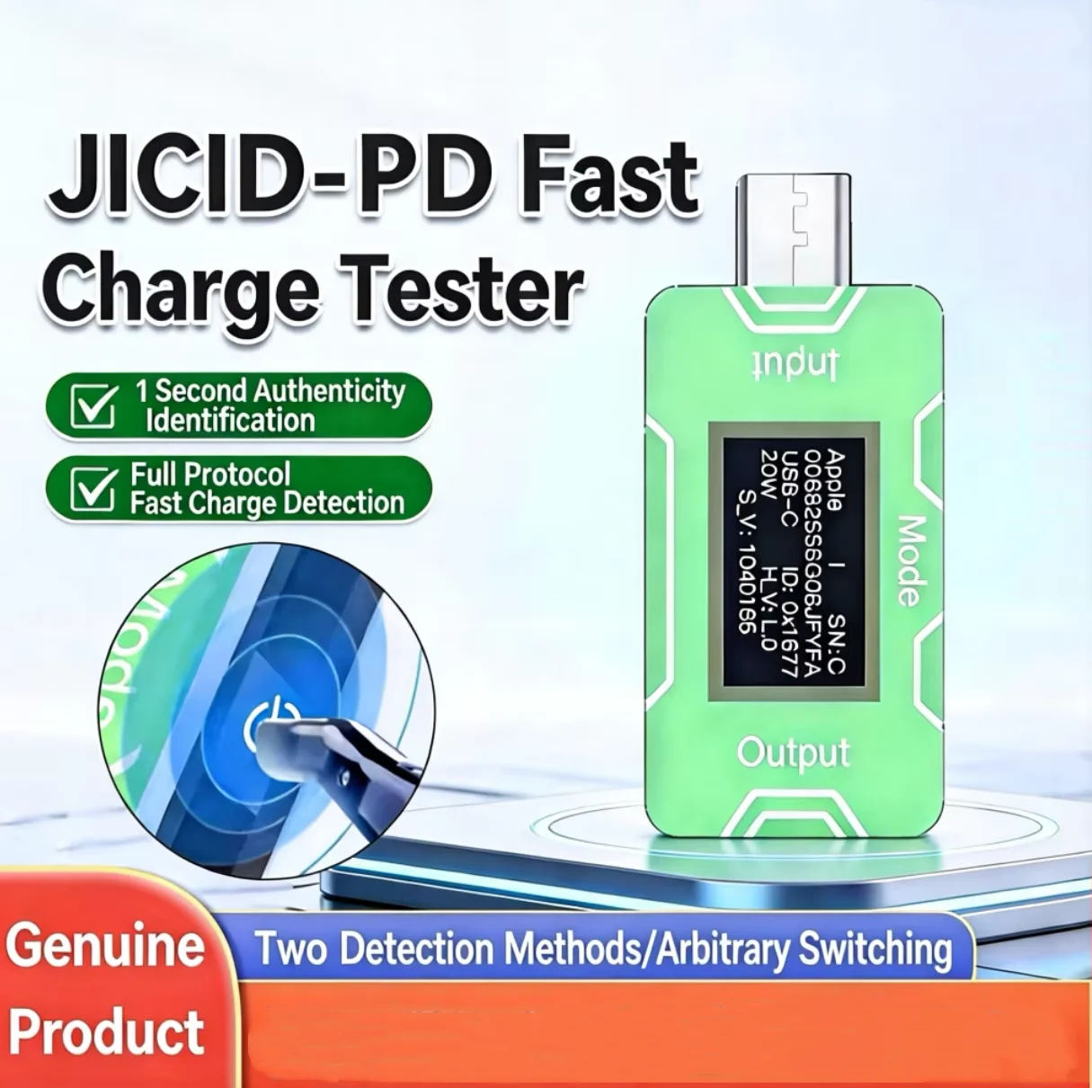JCID CT02 PD Fast Charger Detector USB-C Adapter Voltage Current Power Tester for iPhone 11-16PM Apple Single/Batch Detection
