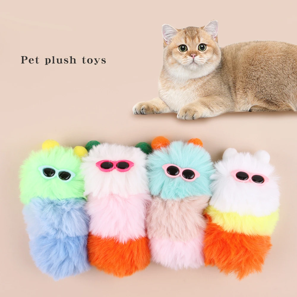 Cute Colorful Caterpillar Shaped Plush Cat Toy Indoor Kitten Molar Biting Toy Boredom Relief Interactive Play Self Fun Cat Toys