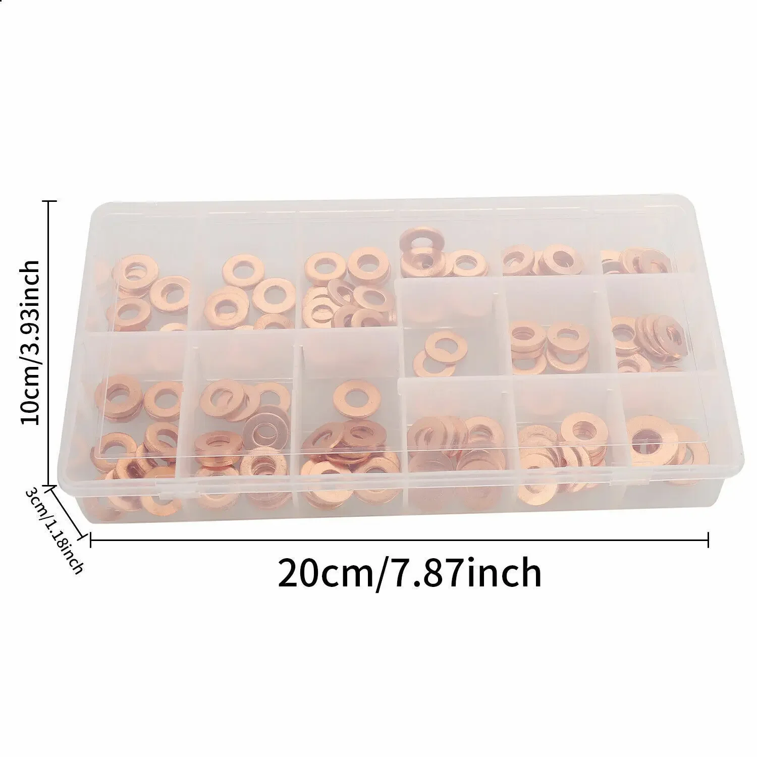 200pcs Copper Diesel Injector Ports Washers Fuel Set Seal Rings Assortment Set